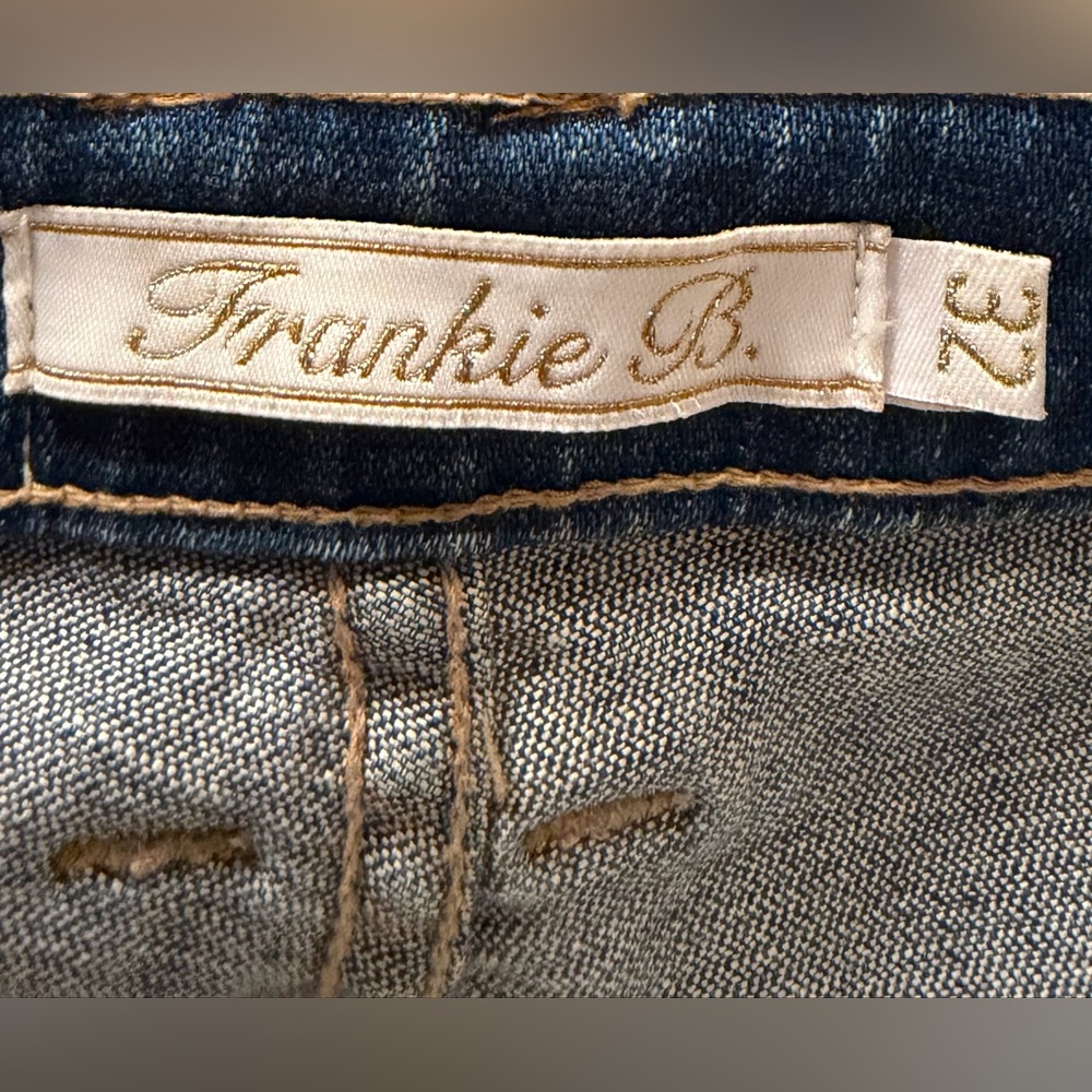 Frankie B. Boot Cut Blue Denim Jeans Patch Pockets in Front - Made In USA - 32 - Picture 15 of 16